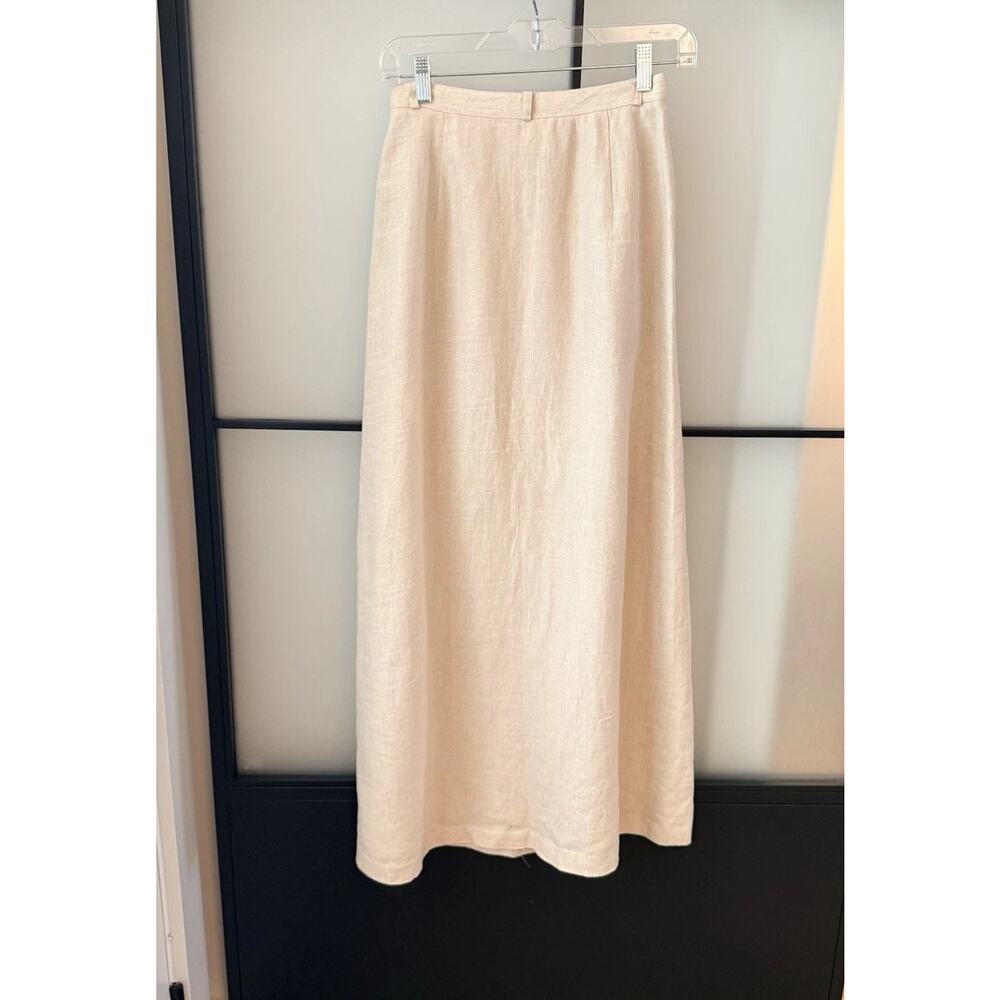 Vintage Brooks Brothers Linen Maxi Skirt Size 2 Button Front Pockets A-Line - Picture 3 of 14